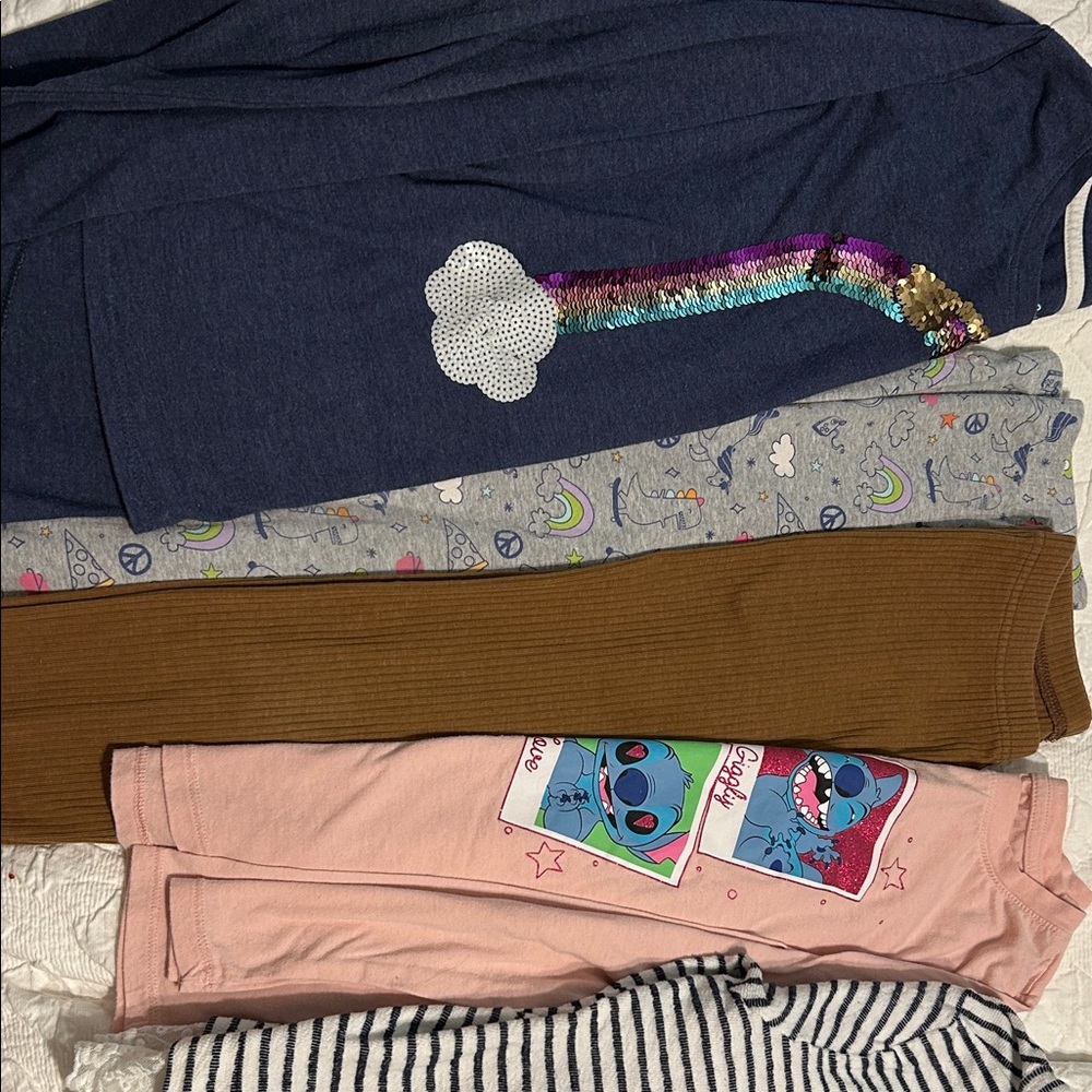 Colorful Graphic Long Sleeve Tops Bundle 3 long sleeve shirts, 2 pants size 14